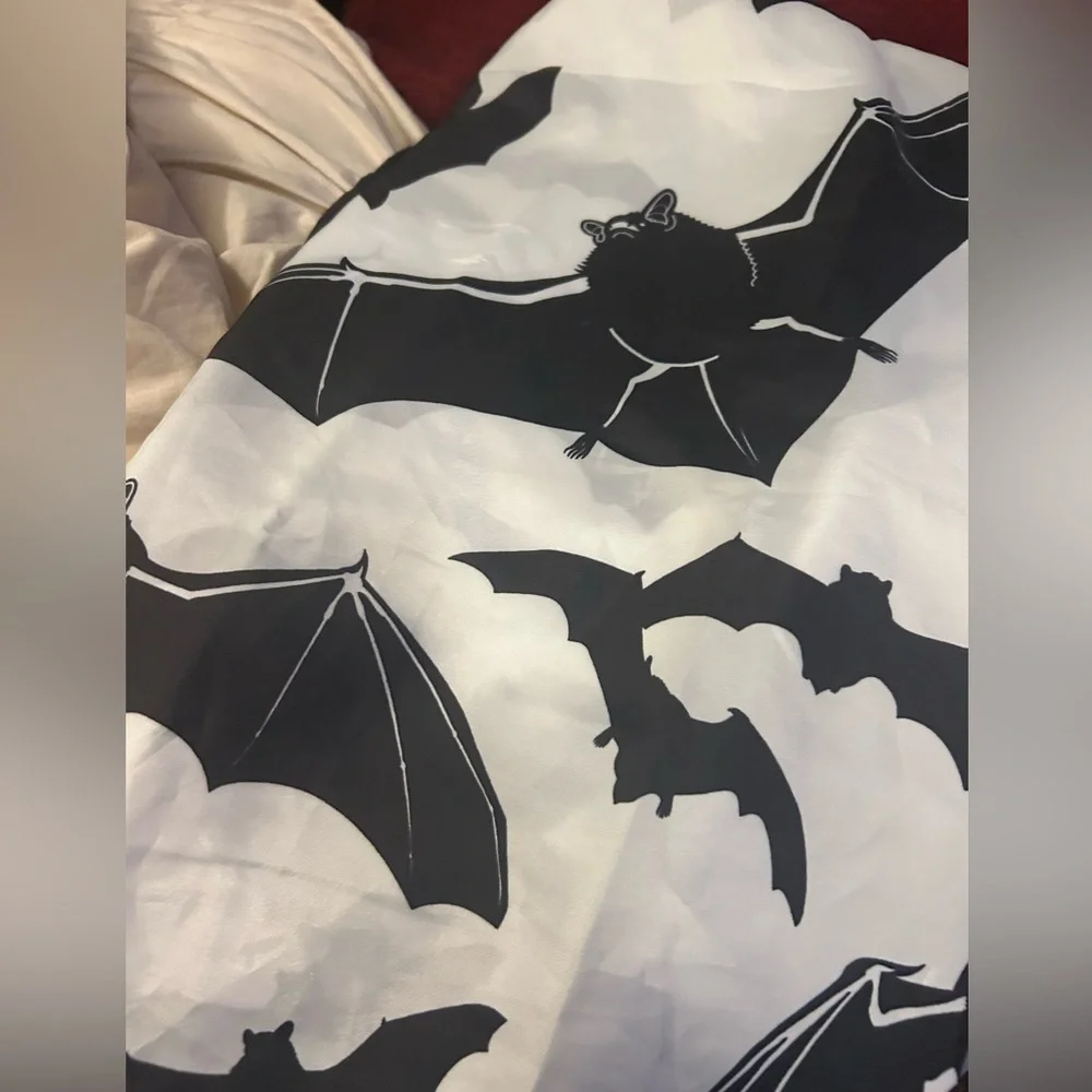 Sourpuss bats shower curtain PRELOVED washed batty goth discontinued